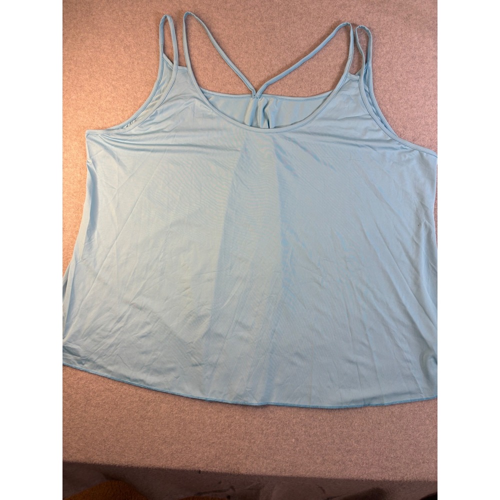 Light Blue‎ Strappy Crisscross Back Flowy Camisole Tank Top 29" Pit to Pit